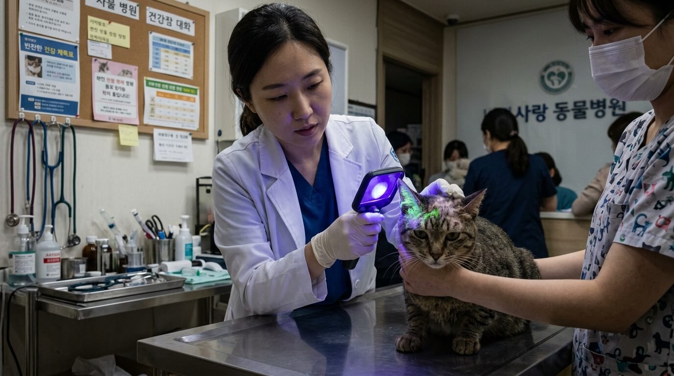 The Causes of Feline Ear Tip Hair Loss and Flaking: Ringworm (Dermatophytosis) Contagion and Wood’s Lamp Examination